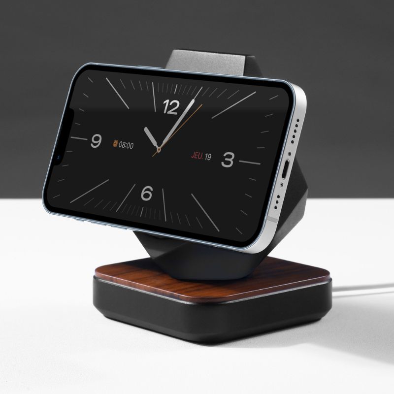 Support MagSafe GeoStone — chargeur iPhone géométrique bois
