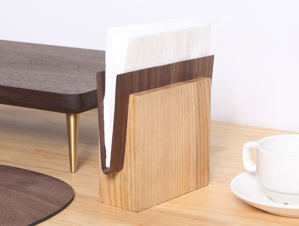 Porte-serviettes en bois chêne rouge — Modèle Papillon