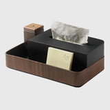 Boîte à mouchoirs bois double rectangle avec rangement
