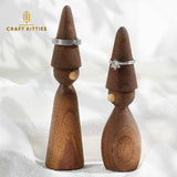 Porte-bague en bois de noyer artisanal — lot de 2