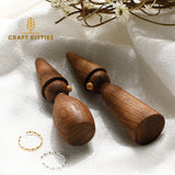 Porte-bague en bois de noyer artisanal — lot de 2