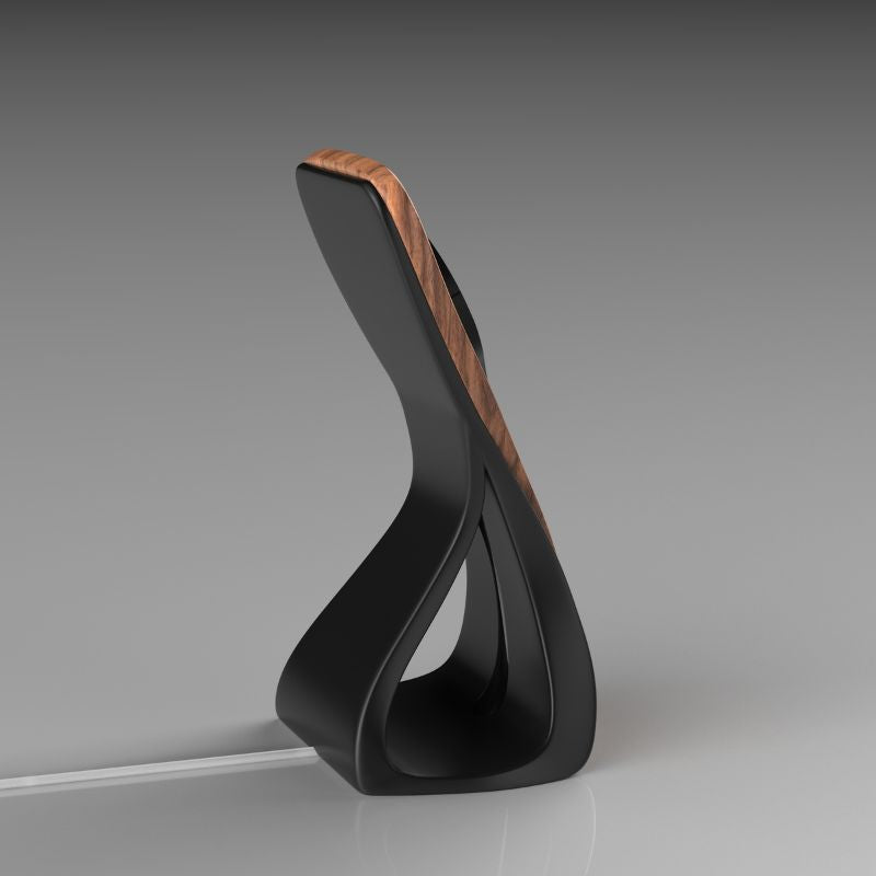 Support MagSafe WaveCraft — chargeur iPhone bois bureau