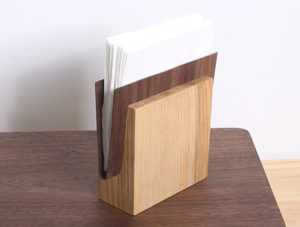 Porte-serviettes en bois chêne rouge — Modèle Papillon