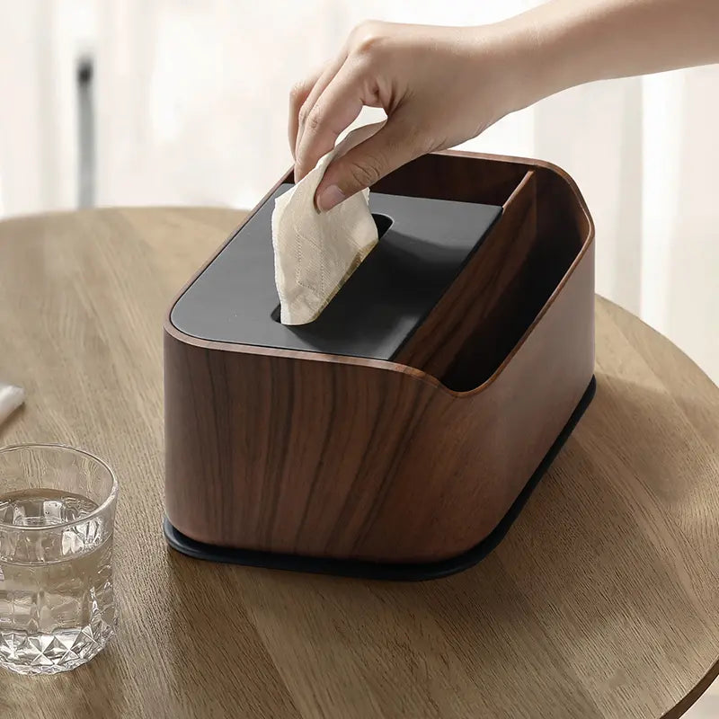 Boîte à mouchoirs en bois design avec compartiments