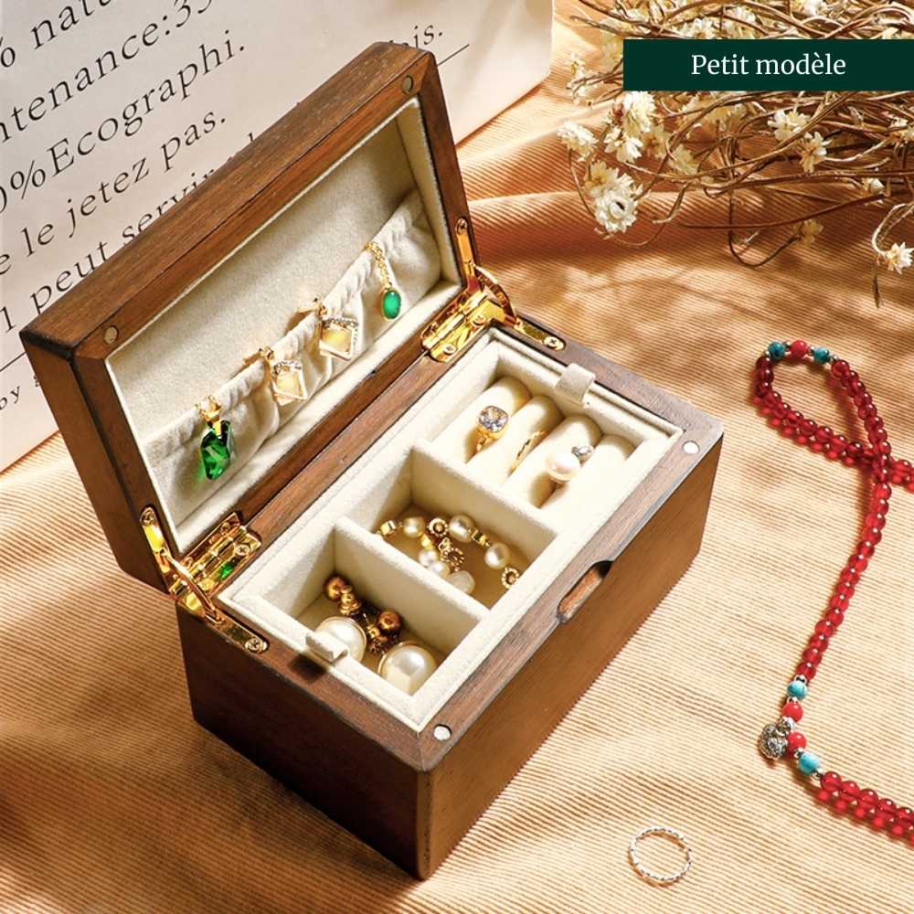 Boîte à bijoux en noyer noir — Gamma, avec gravure