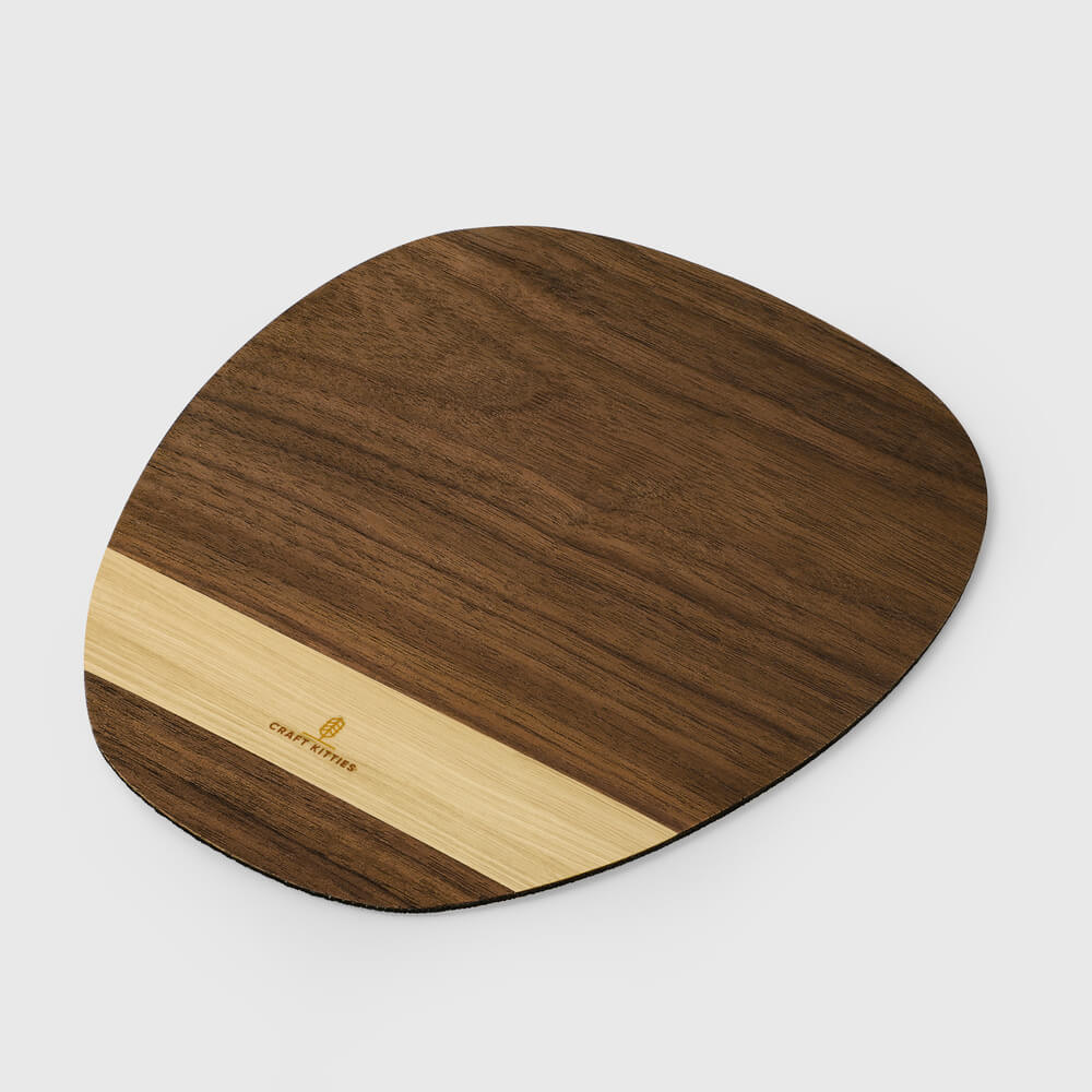 Tapis de souris en bois noyer & frêne strié — Ovale