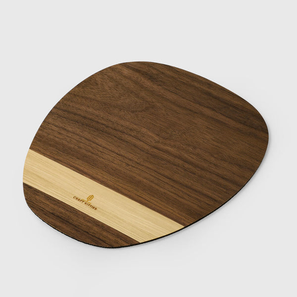 Tapis de souris en bois noyer & frêne strié — Ovale