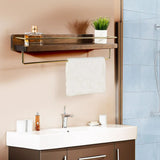 Étagère murale bois avec porte-serviettes — chêne naturel