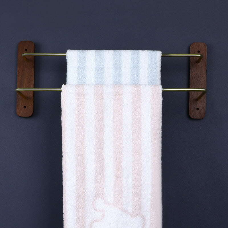 Porte-serviettes mural bois noyer — multifonction, cuisine et bain