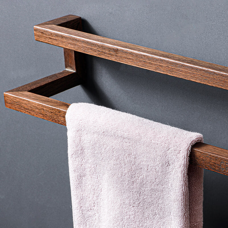 Porte-serviettes mural bois Double niveau — salle de bain déco
