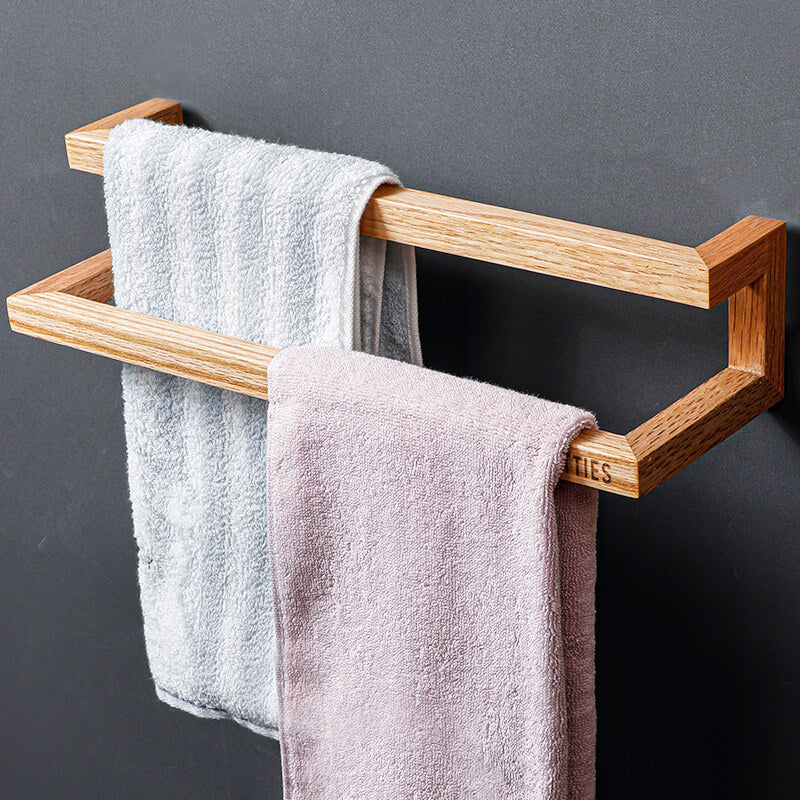 Porte-serviettes mural en bois Arc — finition cirée, salle de bain