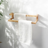 Porte-serviette double en bois massif chêne rouge