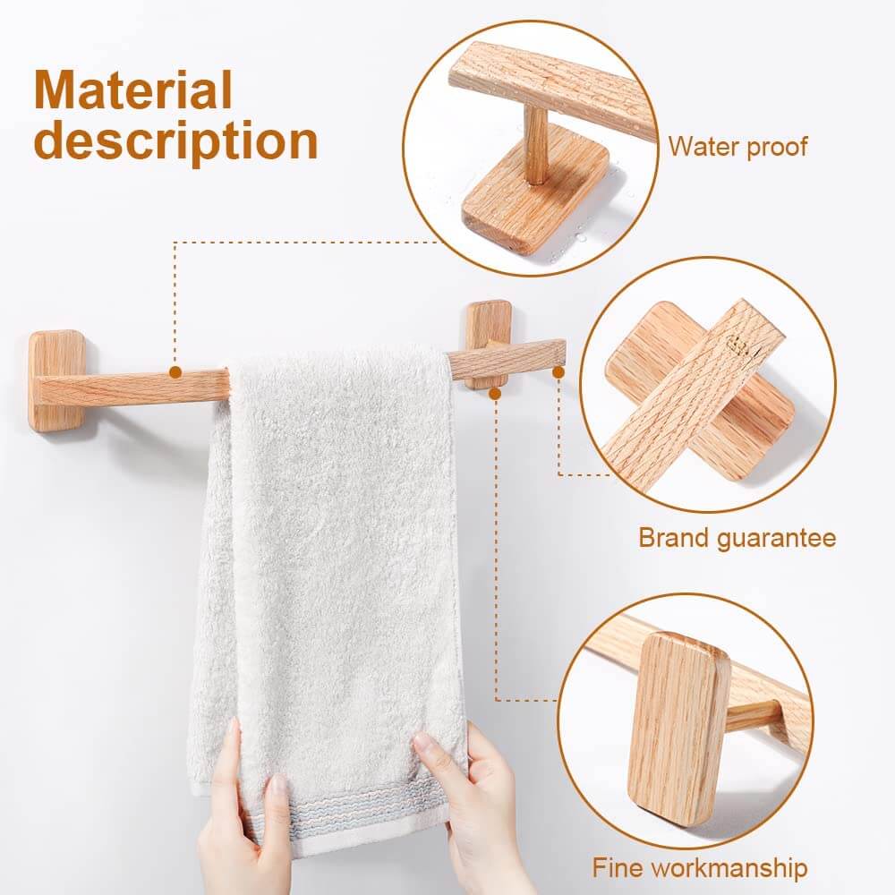 Porte-serviettes mural en bois Arc — finition cirée, salle de bain