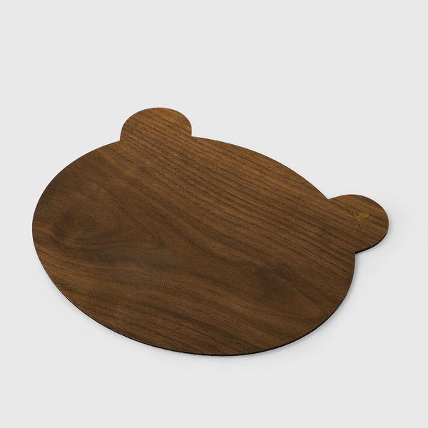 Tapis de souris en bois de noyer — Forme ours ou chat