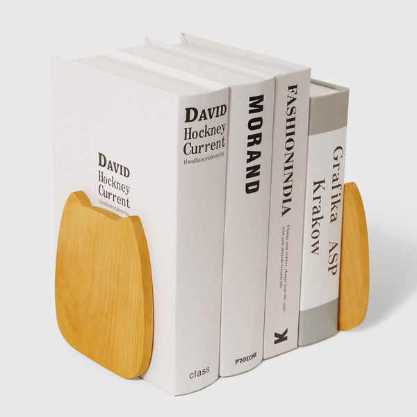 Serre-livres chat en hêtre massif — déco bureau bois