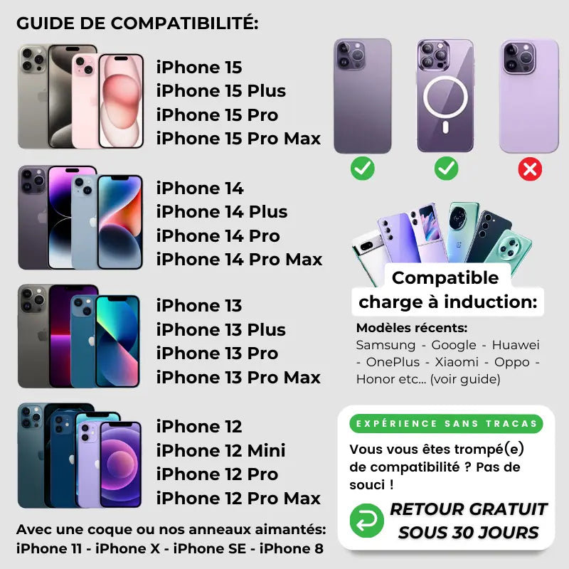 Support téléphone ArcFusion aspect bois — MagSafe & Android