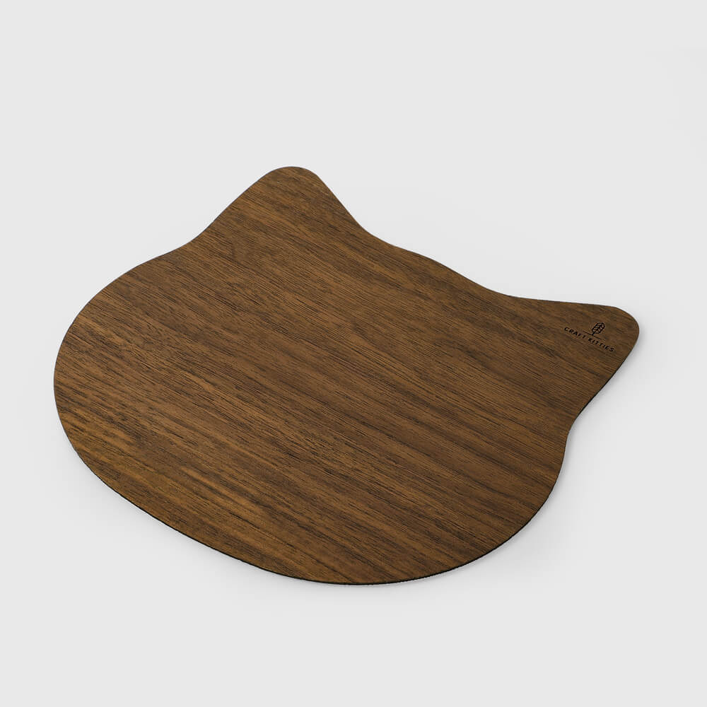 Tapis de souris en bois noyer — Forme Chat