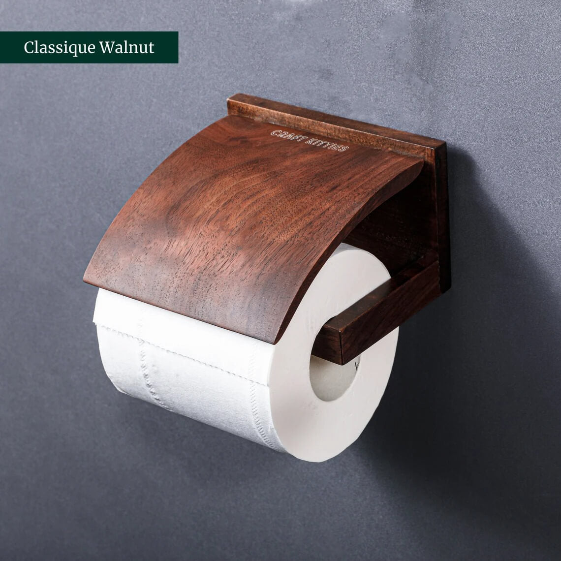 Porte-papier toilette en chêne rouge massif — style rustique campagne