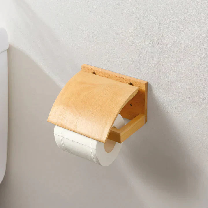 Porte-papier toilette mural en bois massif de chêne rouge