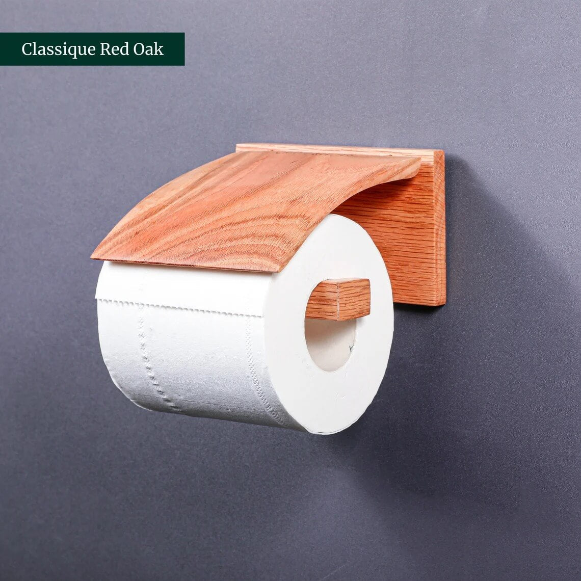 Porte-papier toilette en chêne rouge massif — style rustique campagne