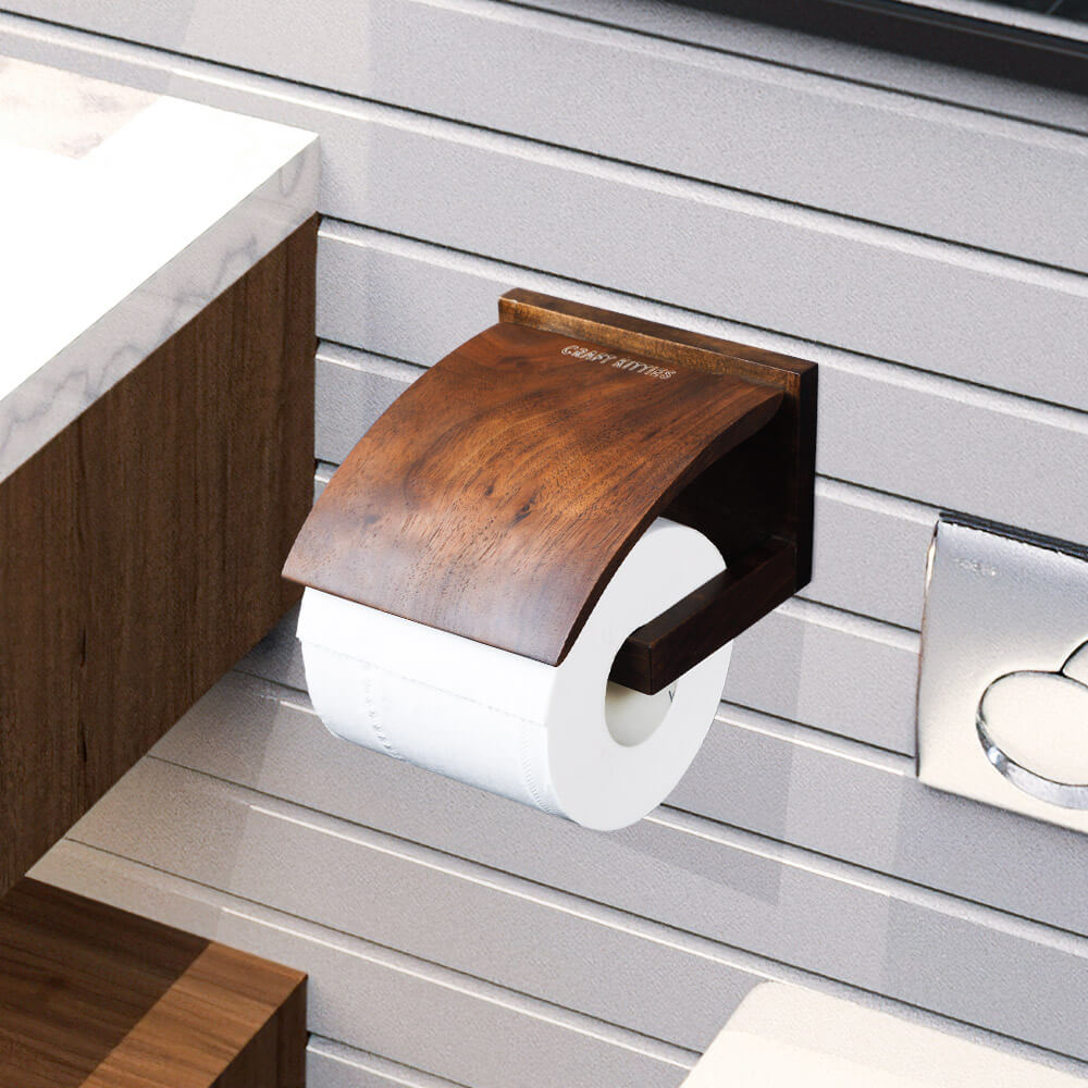 Porte-papier toilette mural en noyer — style Classique rustique