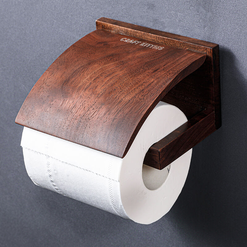 Porte-papier toilette mural en noyer — style Classique rustique