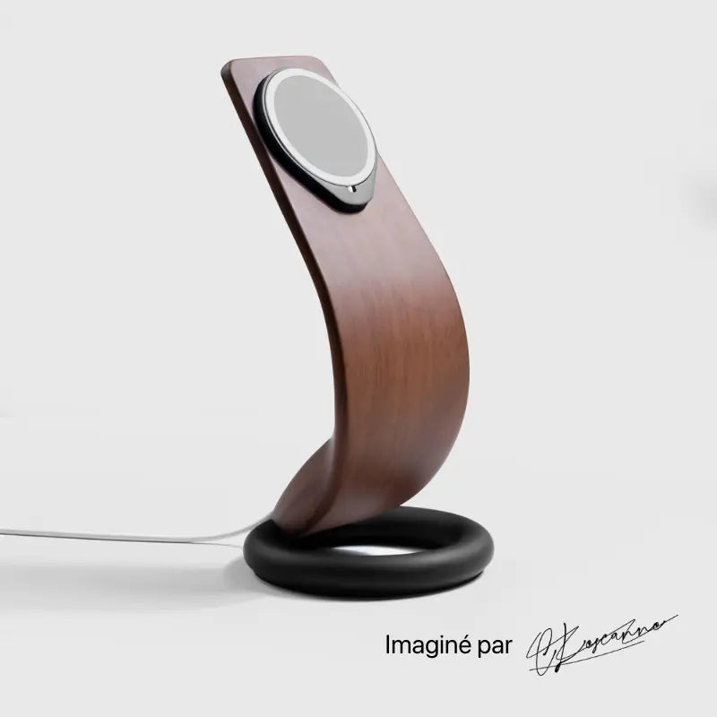 Support téléphone Cobra aspect bois — MagSafe & Android