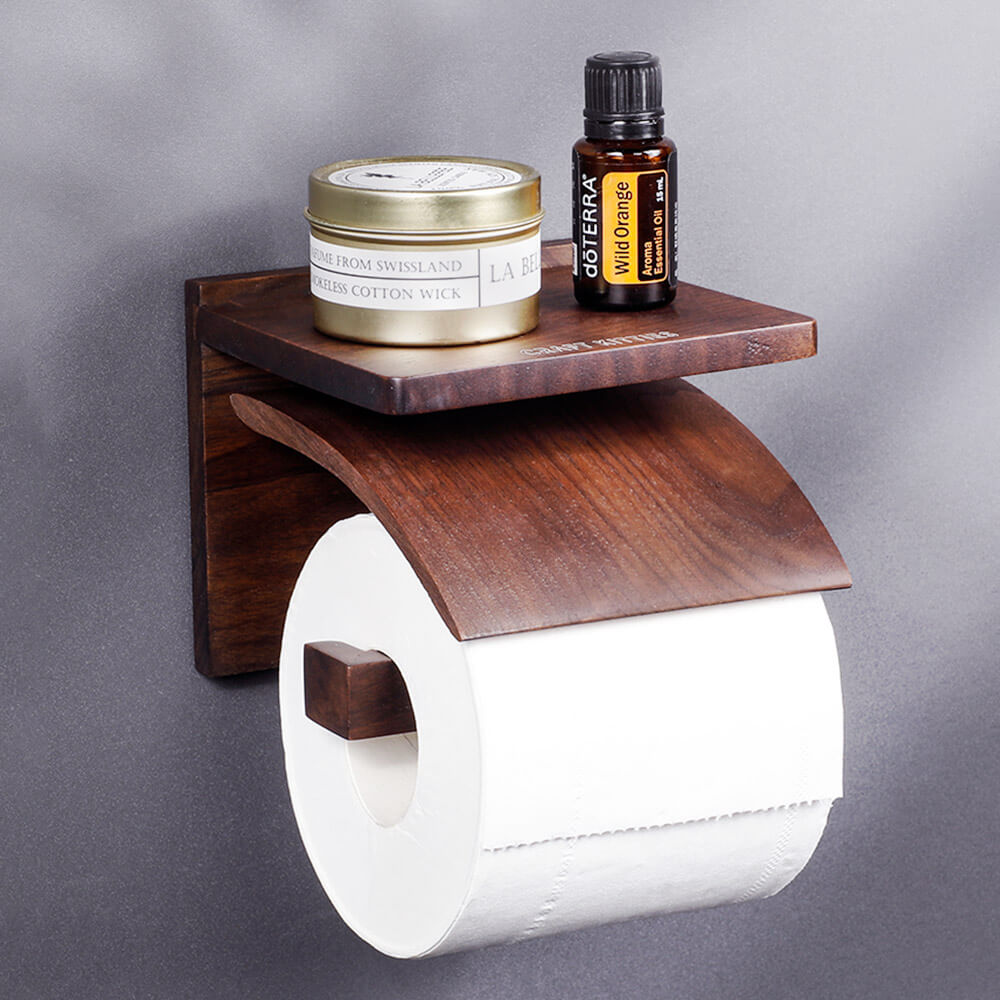 Porte-papier toilette design en chêne rouge