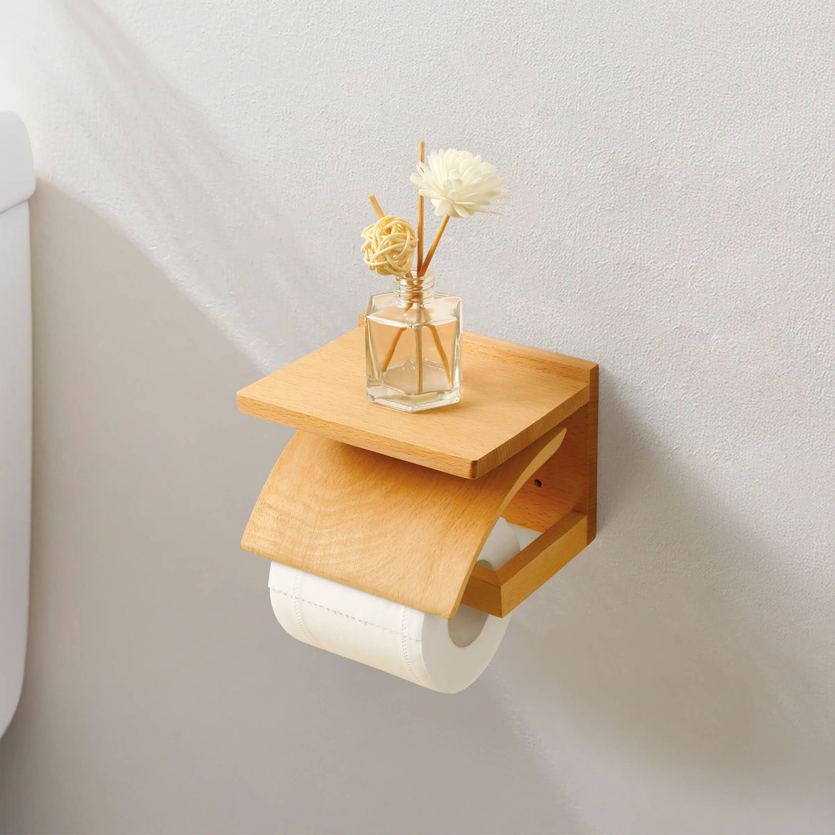 Porte-papier toilette design en chêne rouge