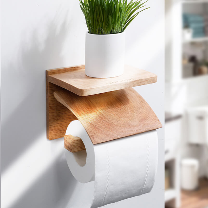 Porte-papier toilette design en chêne rouge