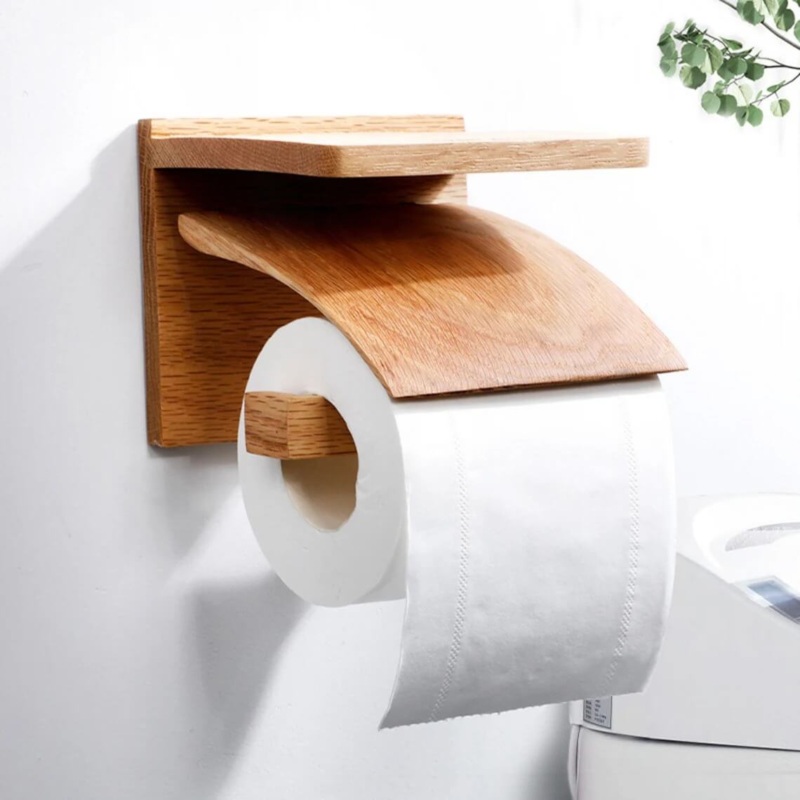 Porte-papier toilette design en chêne rouge
