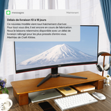 Support écran double bois noyer — 75 cm bureau