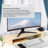 Support écran double bois hévéa — 75 cm bureau