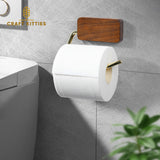 Porte-papier toilette bois avec tablette et crochet mural