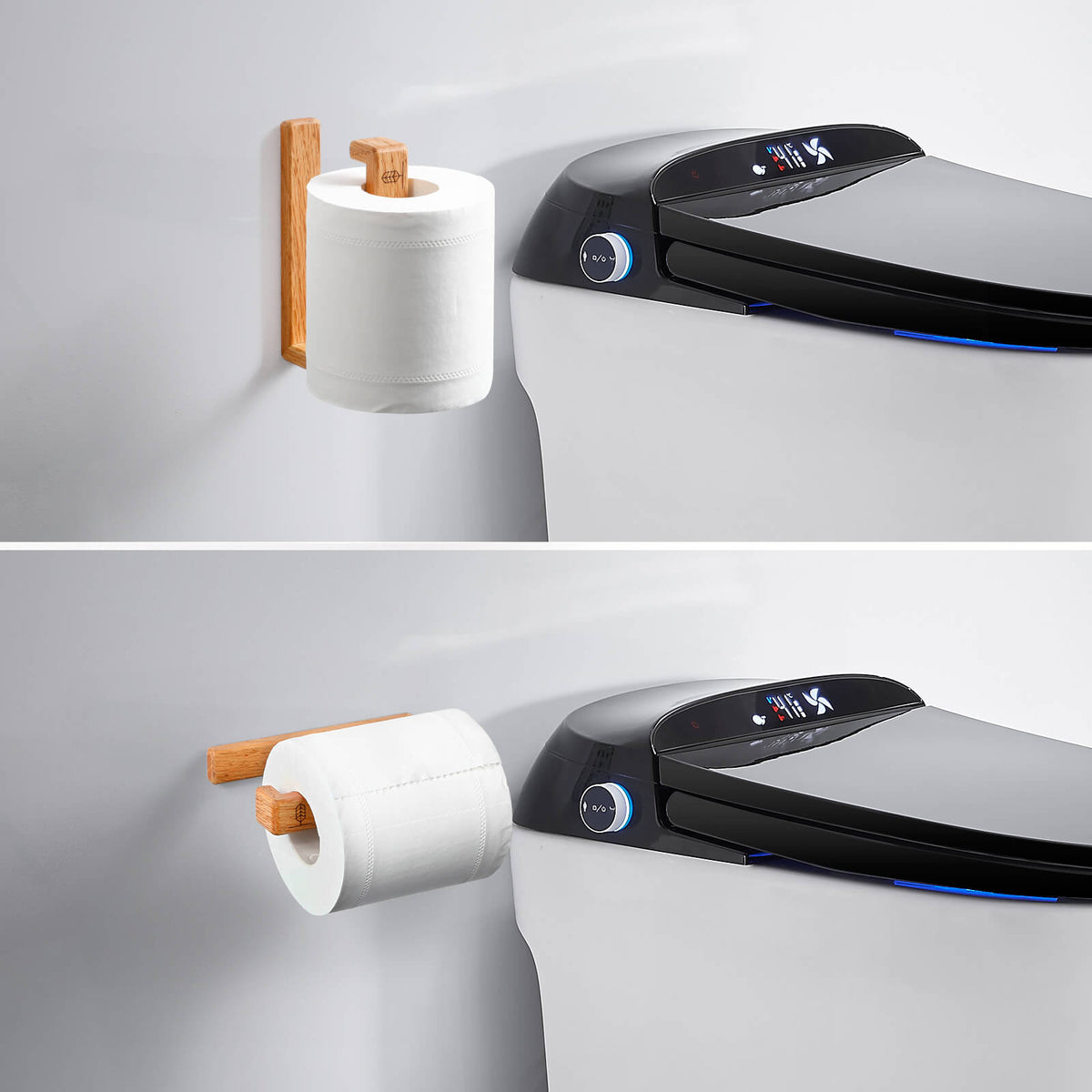 Porte-papier toilette en chêne rouge massif — style rustique campagne