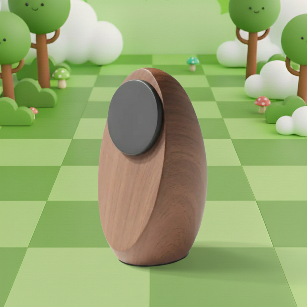 Chargeur induction Œuf noir aspect bois