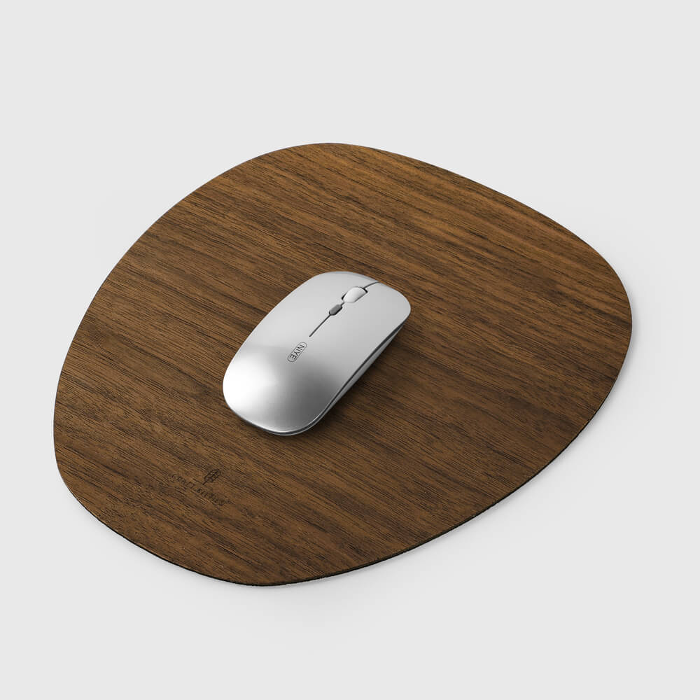 Tapis de souris en bois de noyer ovale