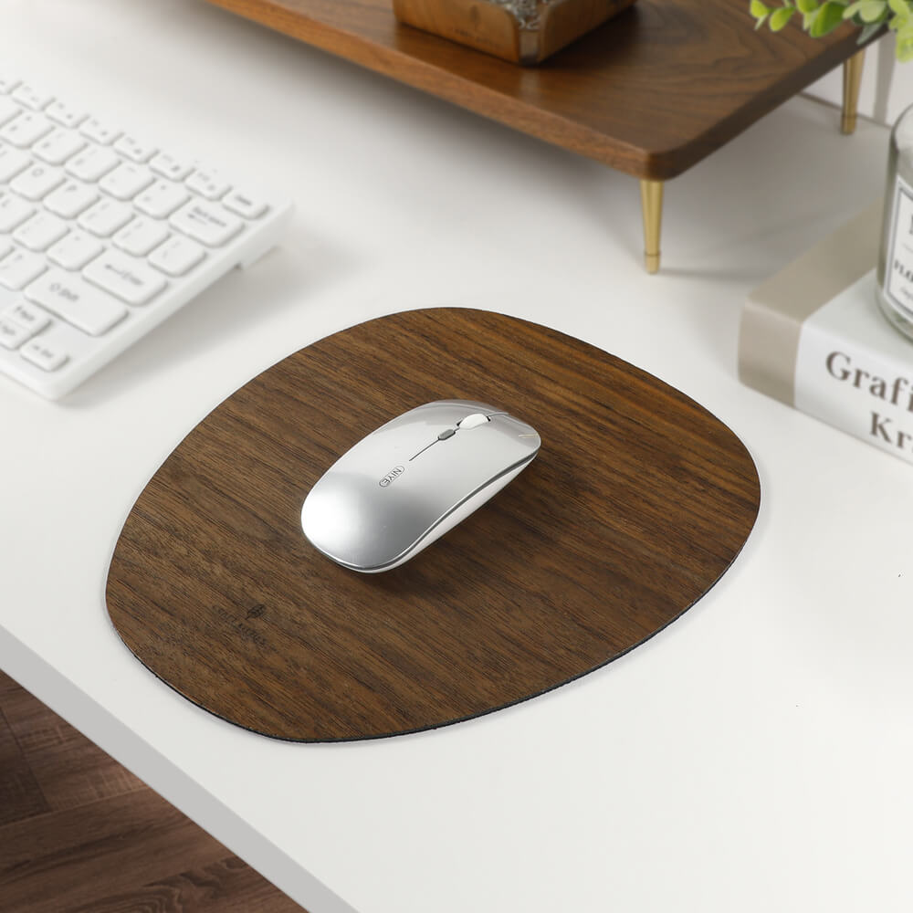 Tapis de souris en bois noyer & frêne strié — Ovale