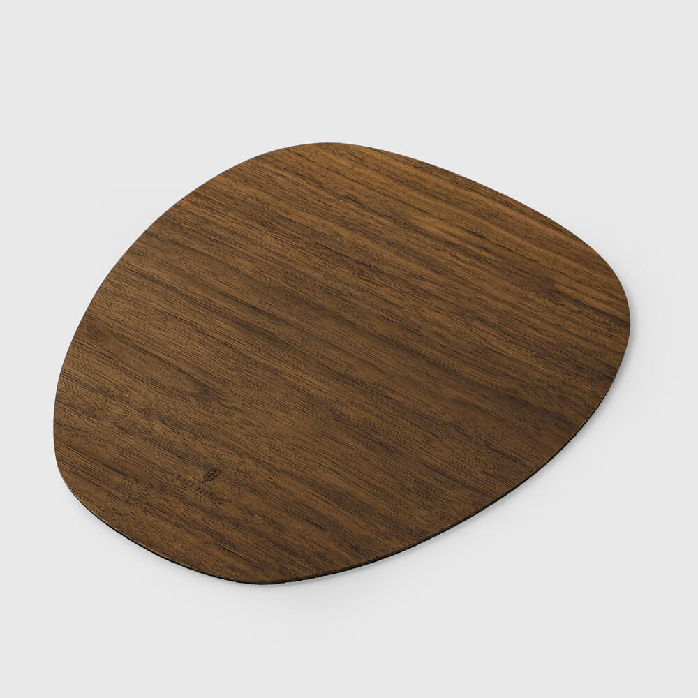 Tapis de souris en bois de noyer ovale