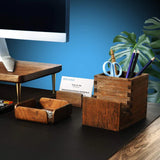 Porte-cartes de visite en bois noyer — artisanal, bureau déco