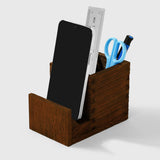 Support téléphone et porte-stylos en bois — organiseur bureau