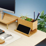 Organiseur bureau bois multifonction — La Petite Oasis, chêne rouge