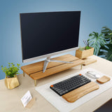Support écran bois chêne assemblé avec ports USB — déco bureau