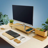 Support écran bois chêne rouge avec ports USB — bureau déco