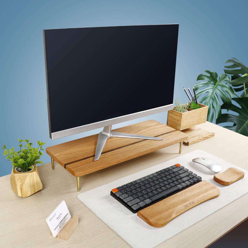 Support d'écran en noyer assemblé avec ports USB