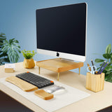 Support écran iMac en bois de chêne rouge — 26 cm, pieds laiton
