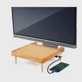 Support iMac bois chêne rouge avec ports USB — déco bureau