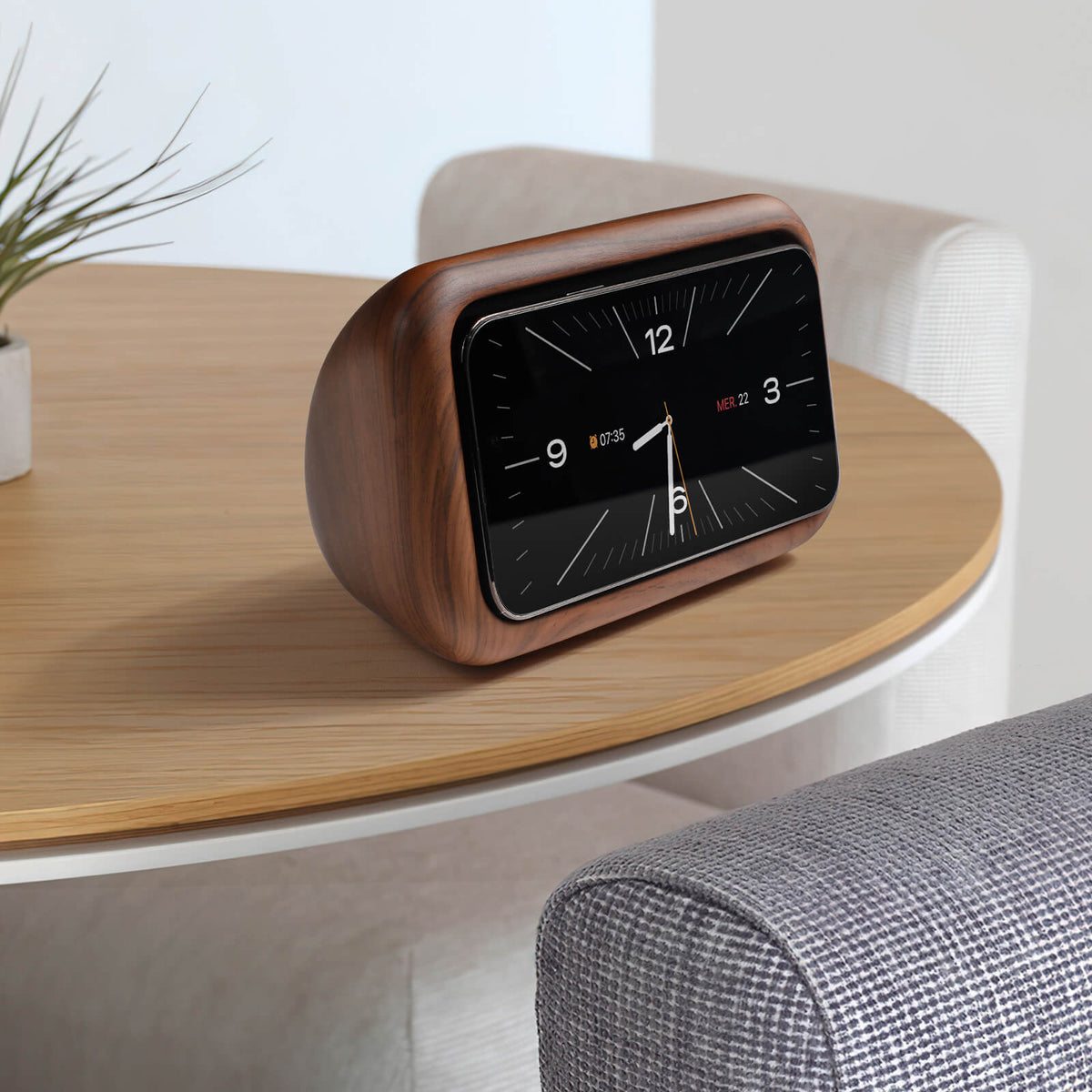 Support MagSafe Horloge Rétro aspect bois déco