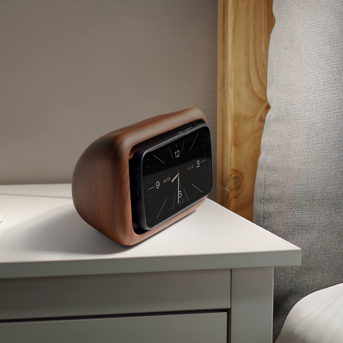 Support MagSafe Horloge Rétro aspect bois déco