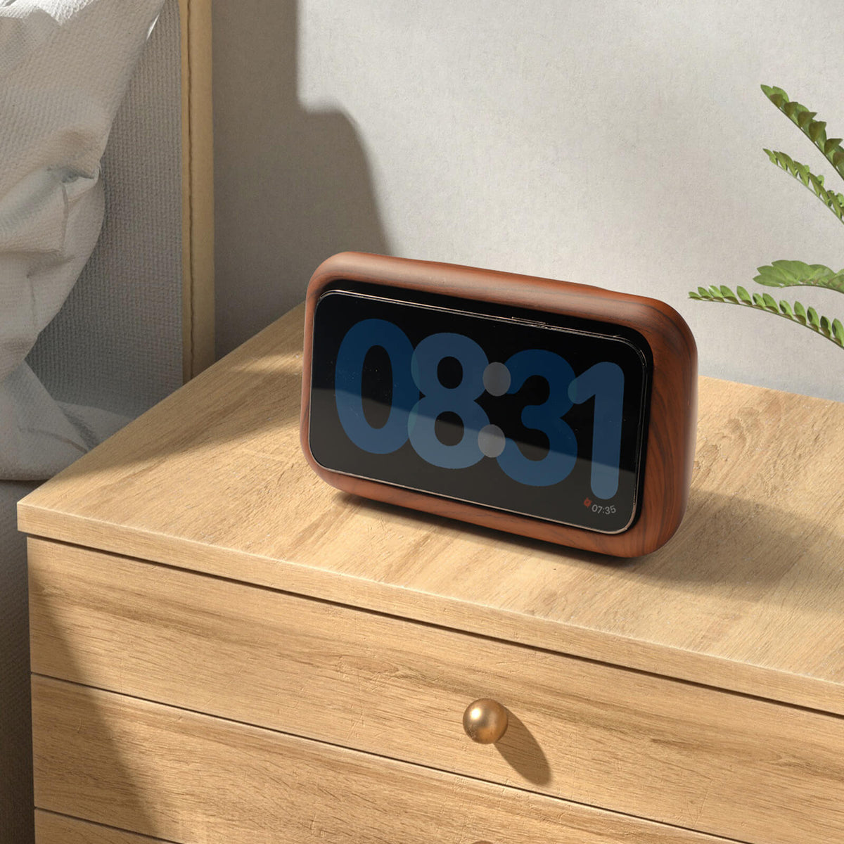 Support MagSafe Horloge Rétro aspect bois déco